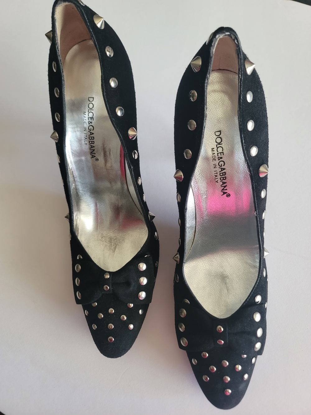Dolce & Gabbana Black Studded Almond Toe Pumps, EUR 39.5